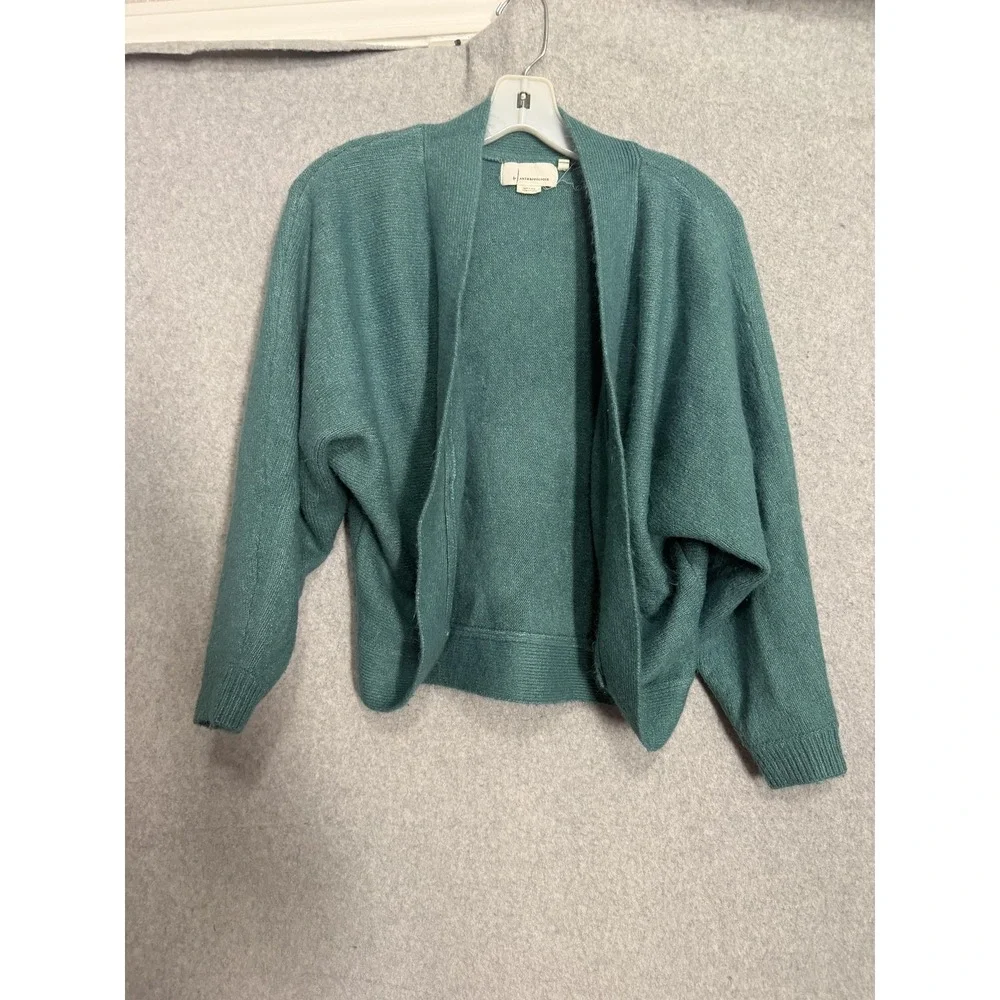 Anthropologie Cardigan Sweater Womens One Size‎ Green Open Front Dolman Knit